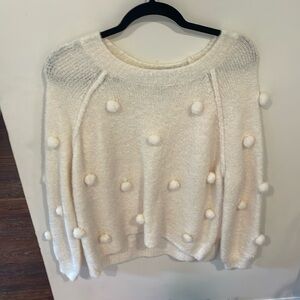 Cream pom pom sweater. Size: M